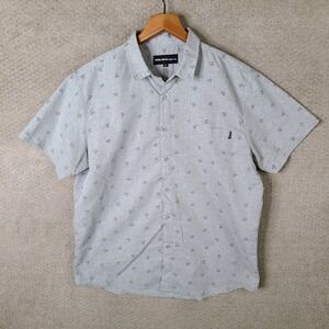 Molokai Surf Co Shirt Mens XL Gray Skull Crossbones Short Sleeve Button Up